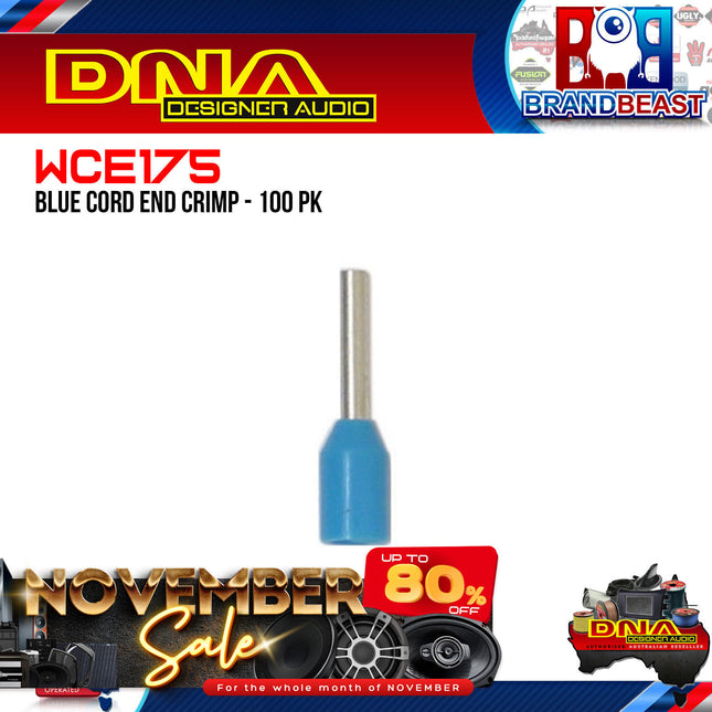 DNA WCE175 1.2mm2 Blue Cord End Crimp - 100 Pieces