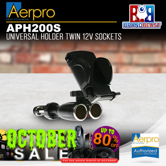 Aerpro APH200S Universal Holder Twin 12v Sockets