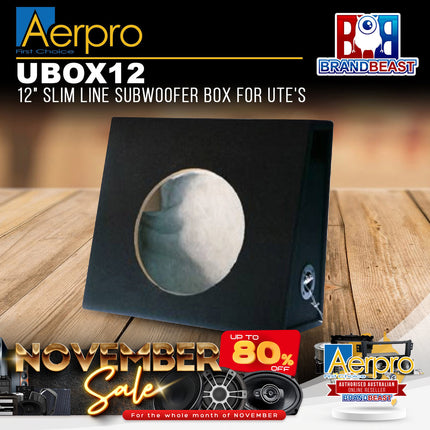 Aerpro UBOX12 12" 305mm Slim Line UTE Subwoofer Enclosure Box - Black