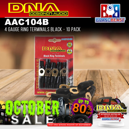 DNA AAC104B 4 Gauge Ring Terminals Black - 10 Pack
