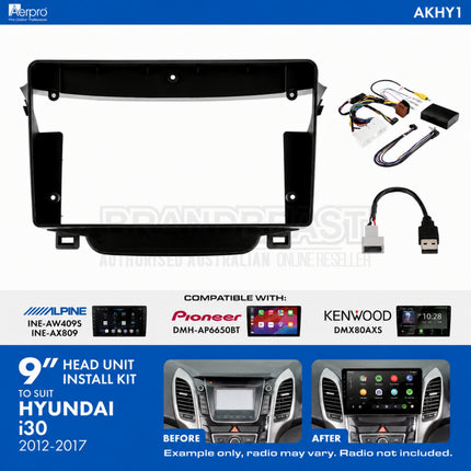 Aerpro AKHY1 Hyundai i30 2012-2017 9 Inch Head Unit Installation Kit