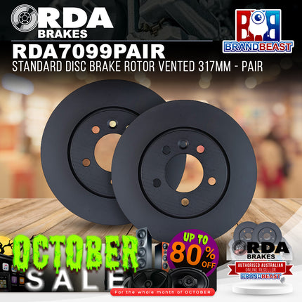 RDA Brakes RDA7099 Standard Disc Brake Rotor Vented 317mm - Pair