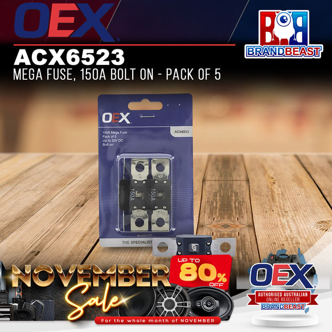 OEX ACX6523 Mega Fuse, 150A Bolt On - Pack of 5