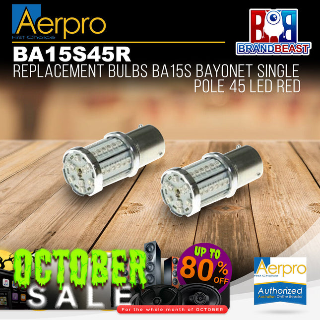 Aerpro Replacement Bulbs Ba15S Bayonet Single Pole 45 Led Red BA15S45R