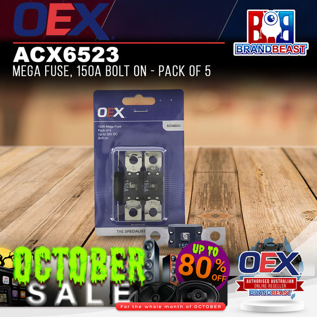OEX ACX6523 Mega Fuse, 150A Bolt On - Pack of 5