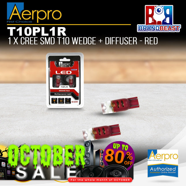 Aerpro T10PL1R 1x CREE SMD T10 Wedge + Diffuser - Red