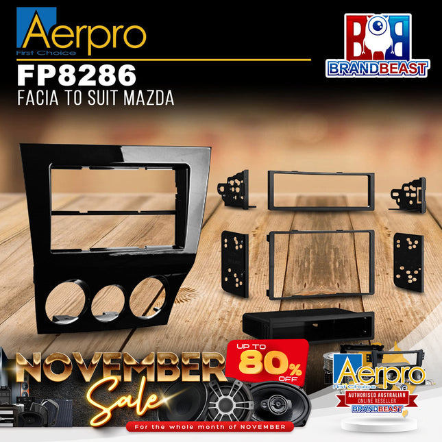 Aerpro FP8286 Single/Double DIN Facia Kit Gloss Black Suit Mazda RX8 2008 - 2010