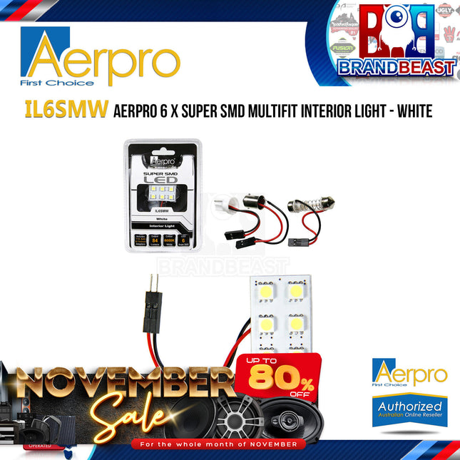 Aerpro Il6Smw 6 X Super Smd Multifit Interior Light - White