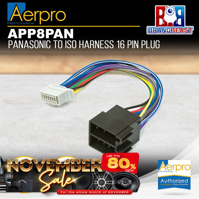 Aerpro APP8PAN APP8 Secondary ISO Harness to Suit Panasonic Headunits