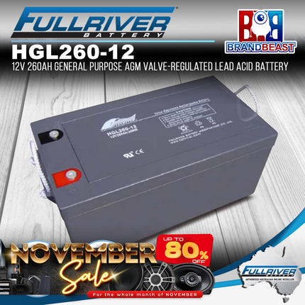 Fullriver HGL260-12 HGL Series 12V 260Ah AGM Valve-Regulated Lead Acid Battery