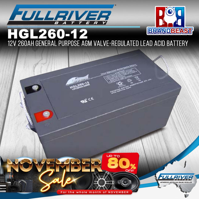 Fullriver HGL260-12 HGL Series 12V 260Ah AGM Valve-Regulated Lead Acid Battery