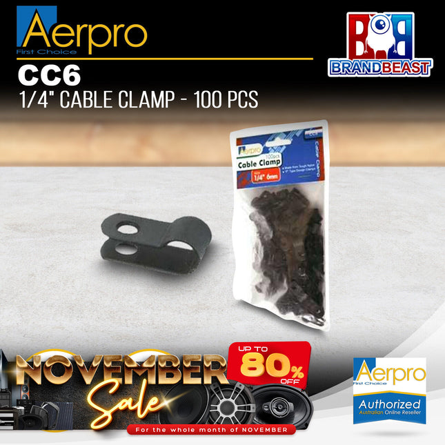 Aerpro CC6 100 PCS 1/4" 6mm Cable Clamp Pack
