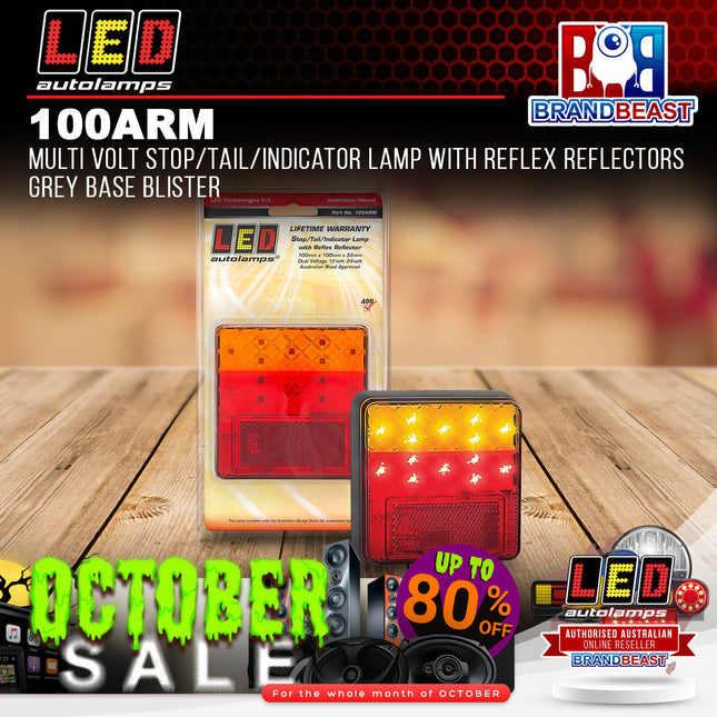 LED Autolamps 100ARM Multi Volt Stop/Tail/Indicator Lamp With Reflex Reflectors