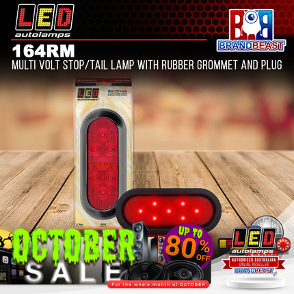 LED Autolamps 164RM Multi Volt Stop/Tail Lamp With Rubber Grommet And Plug