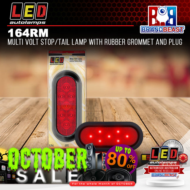LED Autolamps 164RM Multi Volt Stop/Tail Lamp With Rubber Grommet And Plug
