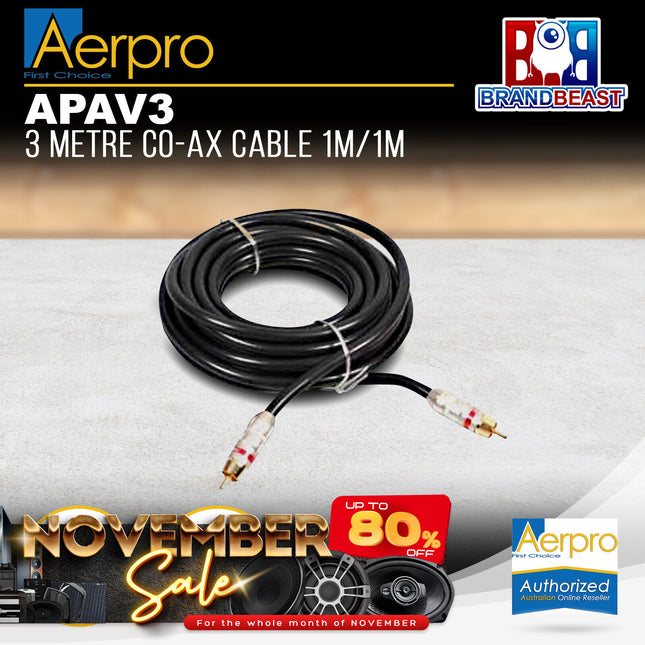 Aerpro APAV3 3M RCA Coaxial Cable 1M/1M
