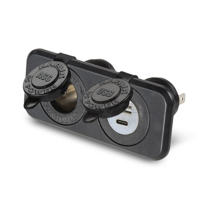 Narva 81170BL Twin USB Socket – Flush Mount USB-A & USB-C Power Outlet (Black)