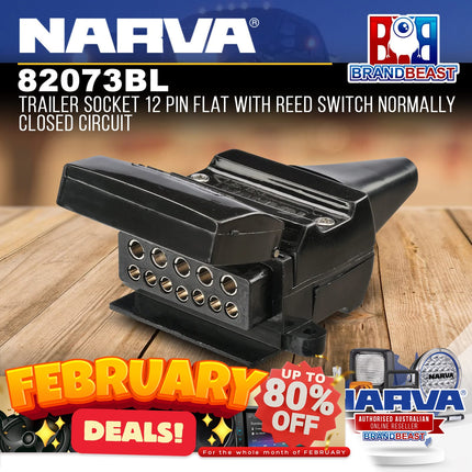 Narva 82073BL Trailer Socket 12 Pin w/ Reed Switch Normally Closed Circuit