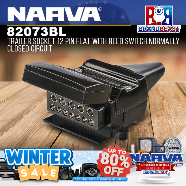 Narva 82073BL Trailer Socket 12 Pin w/ Reed Switch Normally Closed Circuit