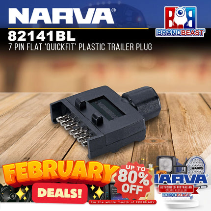 Narva 82141BL 7 Pin Flat 'Quickfit' Plastic Trailer Plug