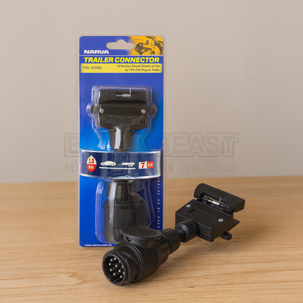 Narva 82285BL 13 Pin Euro to 7 Pin Flat Trailer Socket Heavy-Duty Adapter for Caravans & Trailers