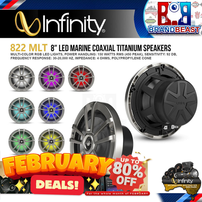 Infinity 822MLT 8" Two-Way Marine Audio Multi-Element Speaker - Titanium