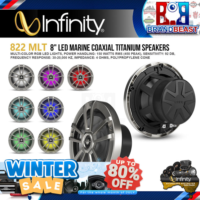 Infinity 822MLT 8" Two-Way Marine Audio Multi-Element Speaker - Titanium