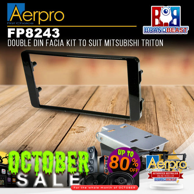 Aerpro FP8243 Double DIN Gloss Black Facia Kit Suit Mitsubishi Triton MQ/MR