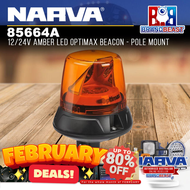 Narva 85664A 12/24V Amber LED Optimax Beacon - Pole Mount