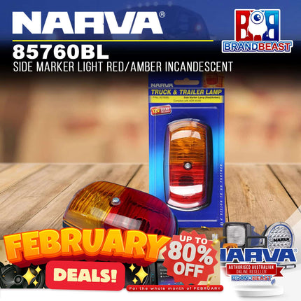 Narva 85760BL Side Marker Light Red/Amber Incandescent