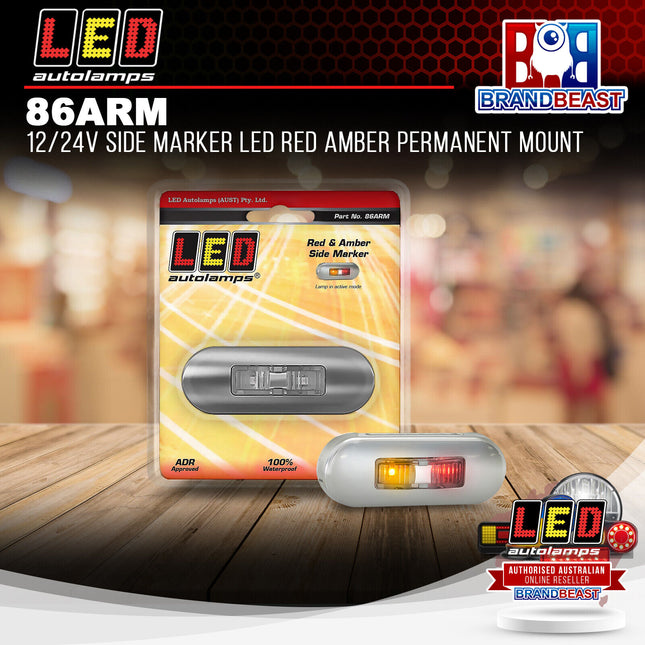 LED Autolamps 86ARM 12/24V Side Marker LED Red Amber Permanent Mount