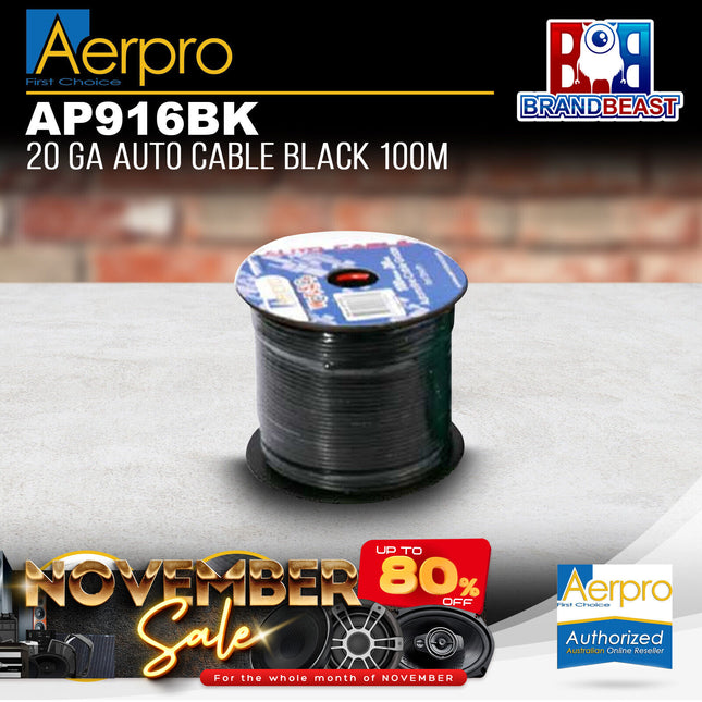 Aerpro AP916BK 20 Gauge Black Auto Cable - 100M