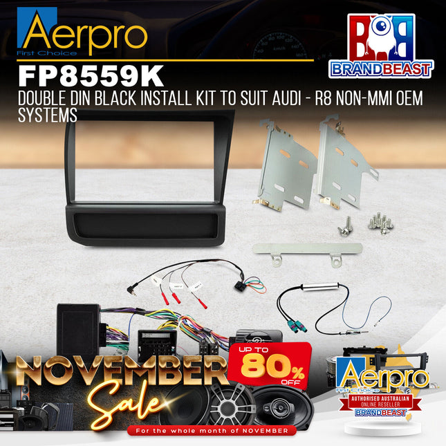 Aerpro FP8559K Double DIN Black Install Kit to Suit Audi - R8 Non-MMI OEM