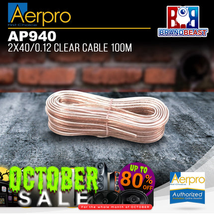 Aerpro AP940 100m 2x40/0.12 Clear Cable