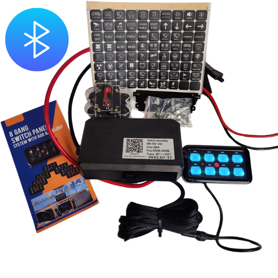 BAINTECH 8WD Gang Panel BT 8 Way Digital Switch Distribution System Bluetooth - Smart Touch-Control Switch Panel with Bluetooth App Control and Customizable LED Indicators