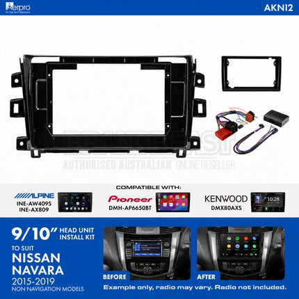 Aerpro AKNI2 Nissan Navara D23 2015-2019 9/10 Inch Head Unit Installation Kit