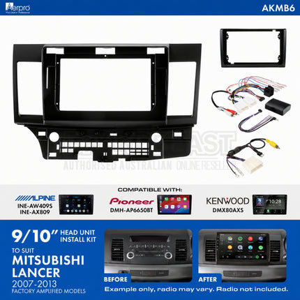 Aerpro AKMB6 Mitsubishi Lancer CJ 2007-2013 9/10 Inch Head Unit Installation Kit