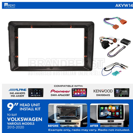 AERPRO AKVW14 9-Inch Installation Kit for Volkswagen 2015-2020