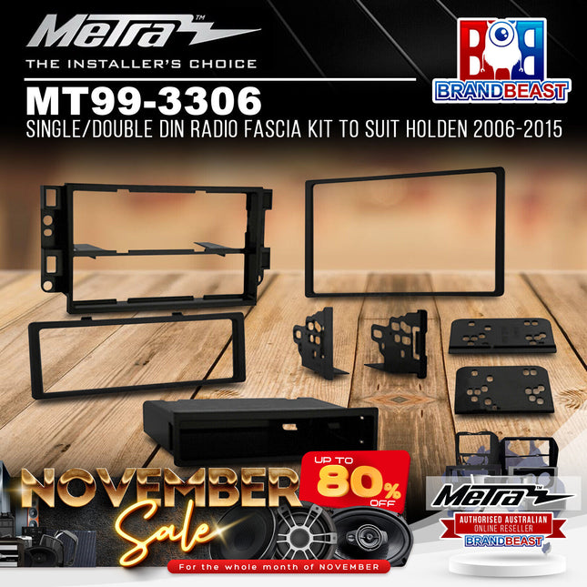 Metra MT99-3306 Single/Double DIN Radio Fascia Kit To Suit Holden 2006-2015