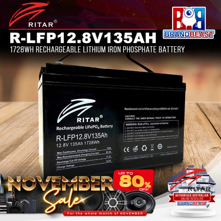 Ritar R-LFP12.8V135AH 1728wh Rechargeable Lithium Iron Phosphate Battery
