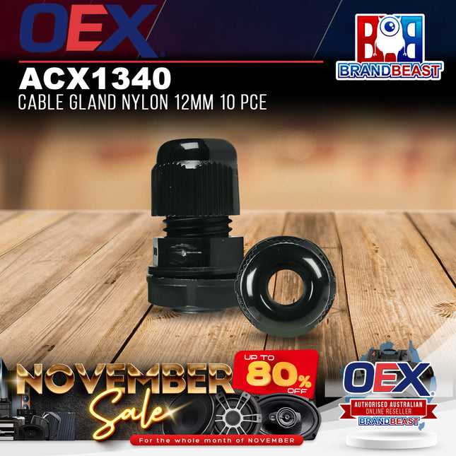 OEX ACX1340 Cable Gland Nylon 12mm 10 Pce