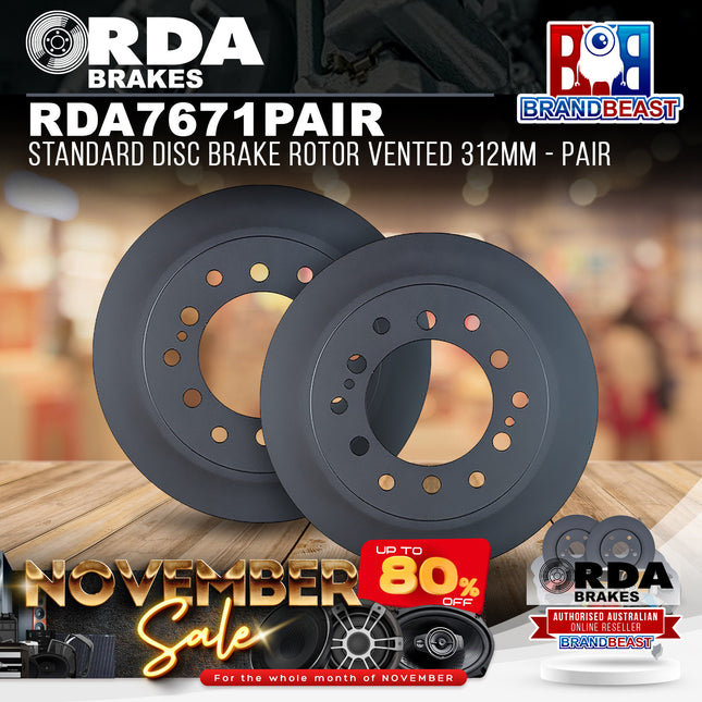 RDA Brakes RDA7671 Standard Disc Brake Rotor Vented 312mm - Pair