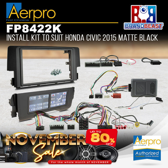 Aerpro FP8422K Install Kit to Suit Honda Civic 2015 Matte Black