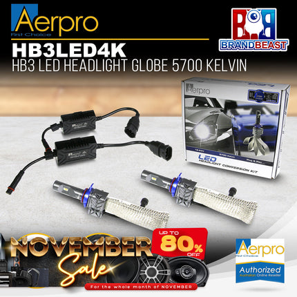 Aerpro HB3LED4K Hb3 Led Headlight Globe 5700 Kelvin