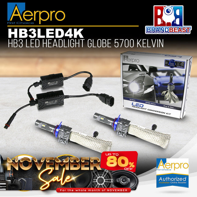 Aerpro HB3LED4K Hb3 Led Headlight Globe 5700 Kelvin