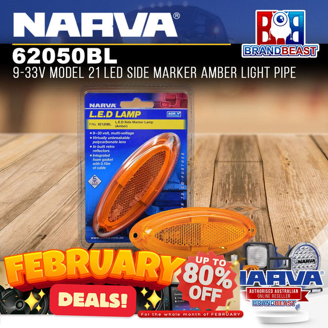 Narva 92120BL 9-33V Model 21 LED Side Marker Amber Light Pipe