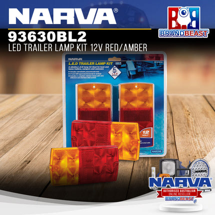 Narva 93630BL2 LED Trailer Lamp Kit 12V Red/Amber