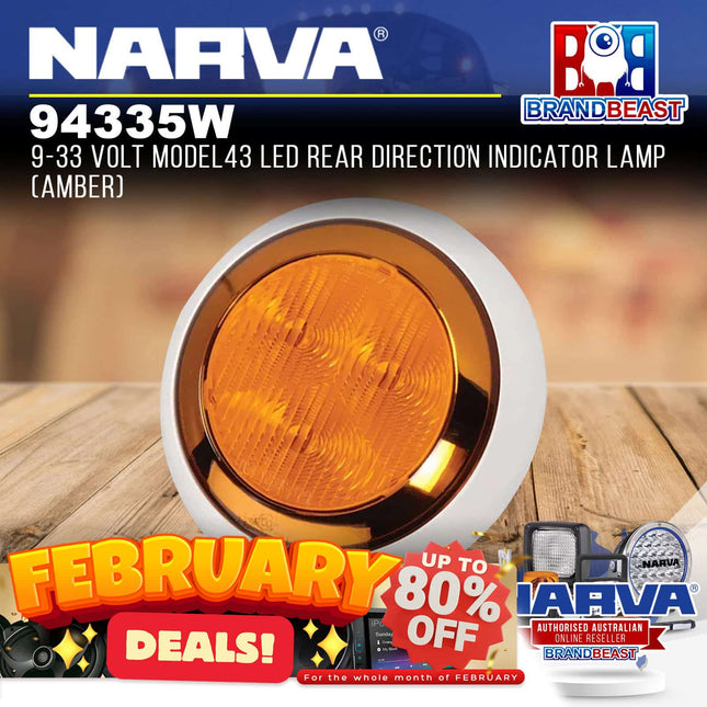 Narva 94335W 9-33 Volt MODEL43 LED Rear Direction Indicator Lamp (Amber)