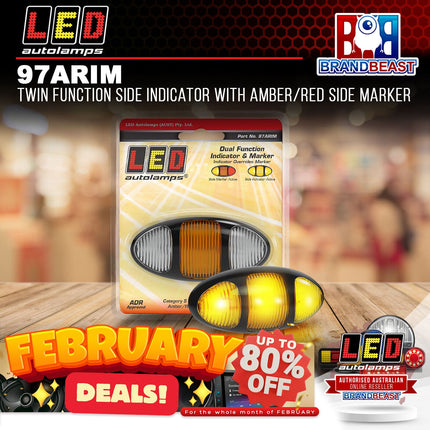 LED Autolamps 97ARIM Twin Function Side Indicator With Amber/Red Side Marker