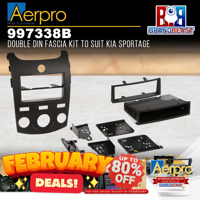 Aerpro 997338B Single/Double DIN Matte Black Facia Kit Suit Kia Cerato TD